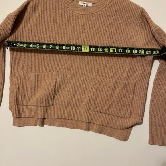 Women's Madewell Patch Pocket Pullover Long Sleeve Oversized Sweater Tan Sz M - Picture 5 of 6